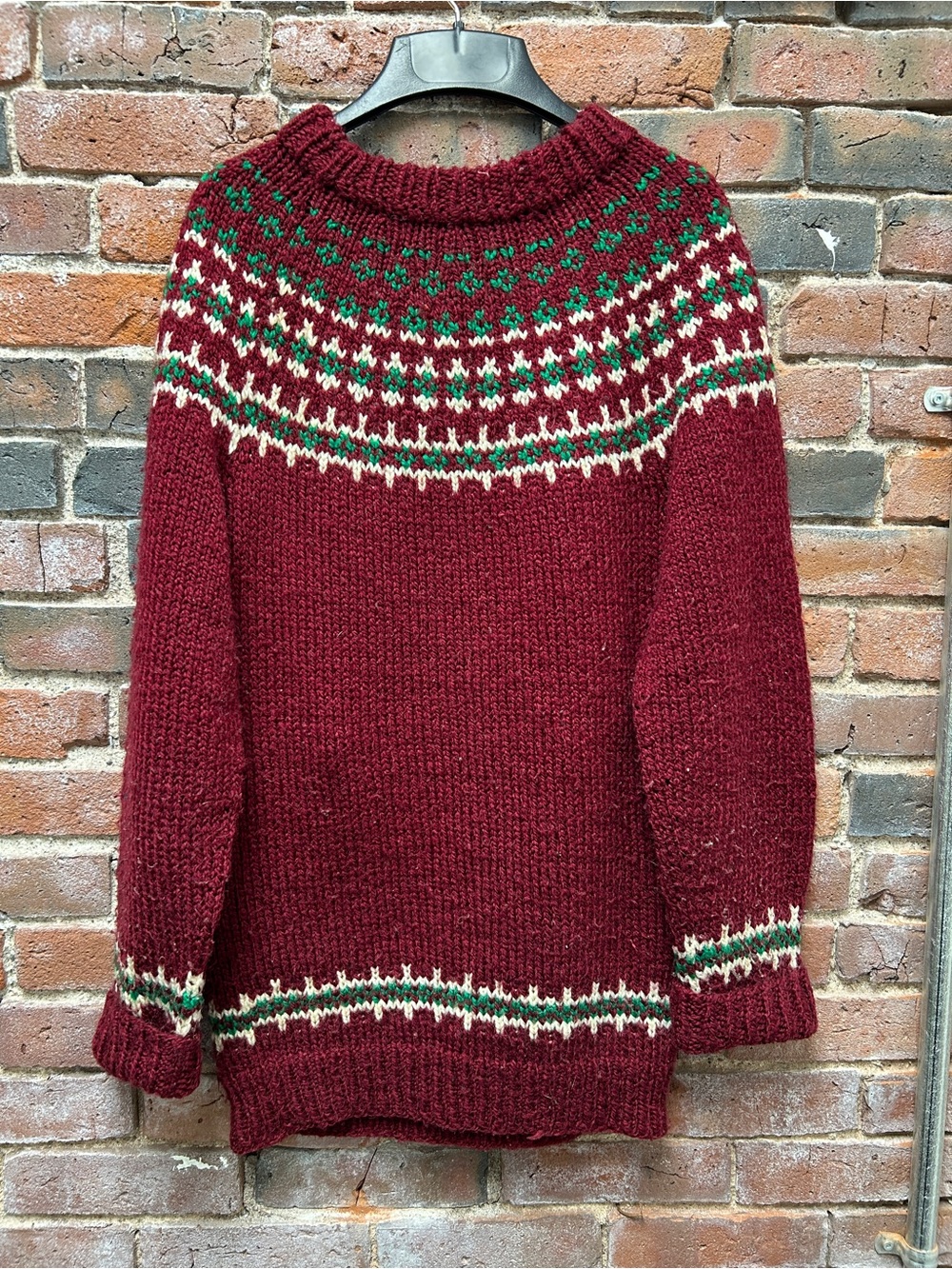 Hand Knit Fair-Isle Pullover Sweater Small - Picture 3 of 3